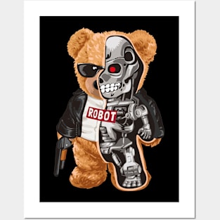 bear toy half robot Posters and Art